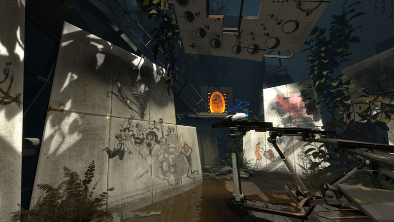Chell wakes up in what looks portal 2 chell concept art. Chell wakes up in what looks