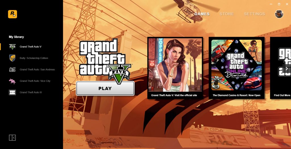 Rockstar Launcher interface